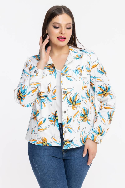 Джинсовый жакет с рельефами и накладными карманами Avila 0767 голубой - фото 4