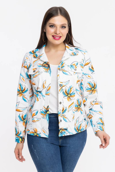 Джинсовый жакет с рельефами и накладными карманами Avila 0767 голубой - фото 3