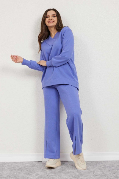 Брюки и джемпер свободного облегания из трикотажа на каждый день Mislana С894 лаванда - фото 2