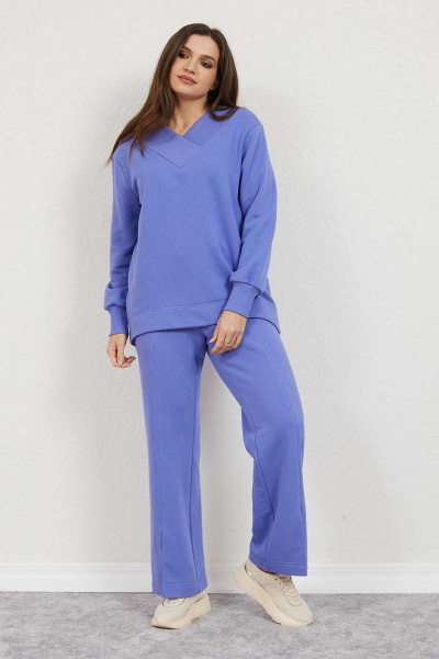 Брюки и джемпер свободного облегания из трикотажа на каждый день Mislana С894 лаванда - фото 1