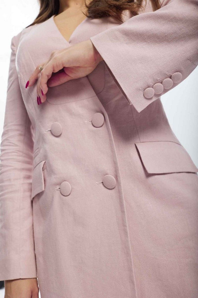 Платье полу прилегающего силуэта из льна с карманами Mislana С922 роза - фото 10