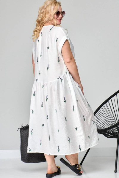 Летнее платье из тонкой вискозы с вышивкой и свободным кроем SOVA 11014 молочный_лаванда - фото 2