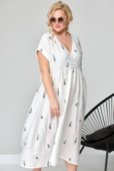 Летнее платье из тонкой вискозы с вышивкой и свободным кроем SOVA 11014 молочный_лаванда - фото 8