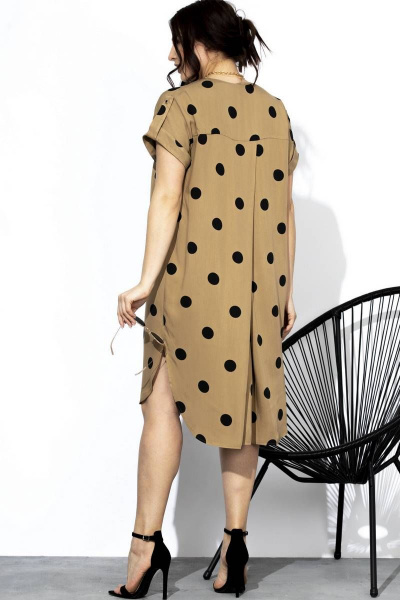 Платье свободное летнее из вискозы SOVA 11130 бежевый-горох - фото 7