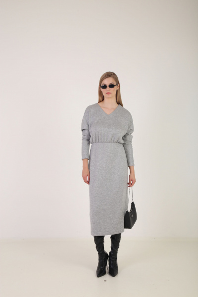 Платье демисезонное из вискозы и трикотажа Elema 5К-12318-1-164 серый - фото 1