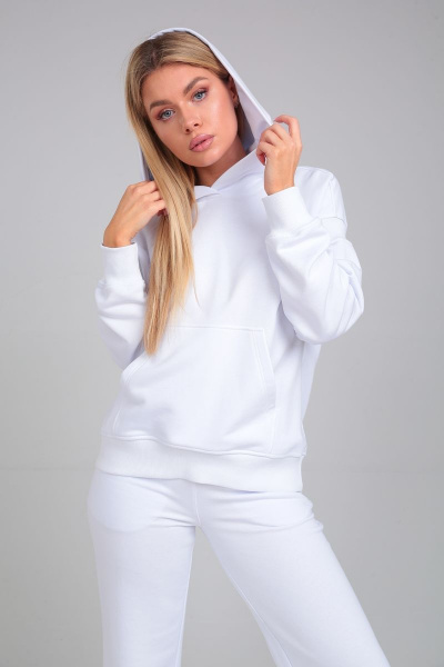 Демисезонный женский костюм из хлопкового футера HIT 3089 белый - фото 2
