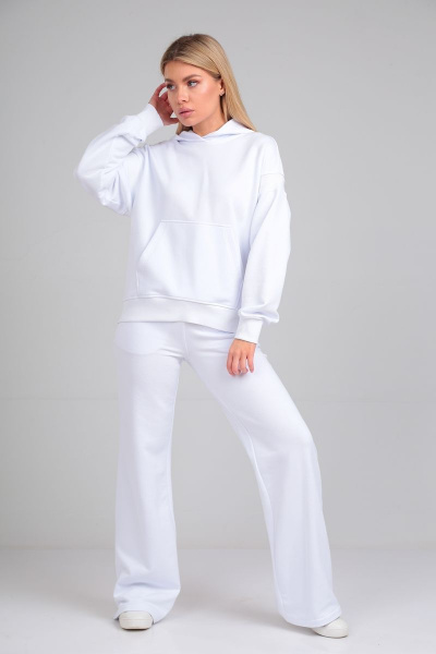 Демисезонный женский костюм из хлопкового футера HIT 3089 белый - фото 4