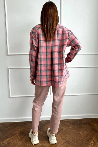 Платье с кокетками и сборками из хлопка и текстиля i3i Fashion 202/1 лососевая_клетка - фото 4