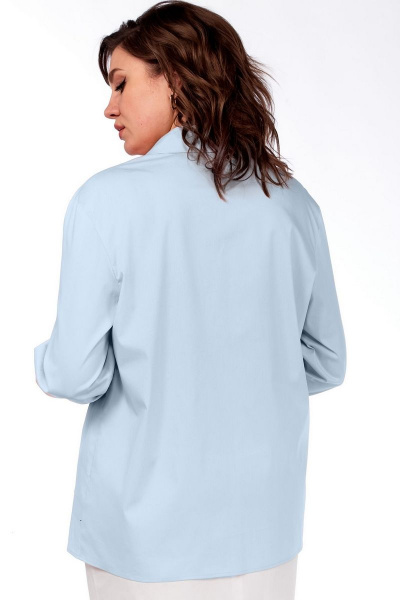 Блуза классическая прямая хлопковая с карманом для деловых образов INVITE 1040 голубой - фото 3