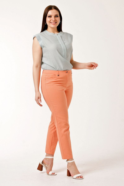Облегающие укороченные брюки из хлопка с карманами IUKONA Б556 персиковый - фото 10