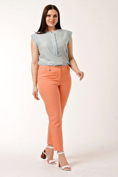 Облегающие укороченные брюки из хлопка с карманами IUKONA Б556 персиковый - фото 9