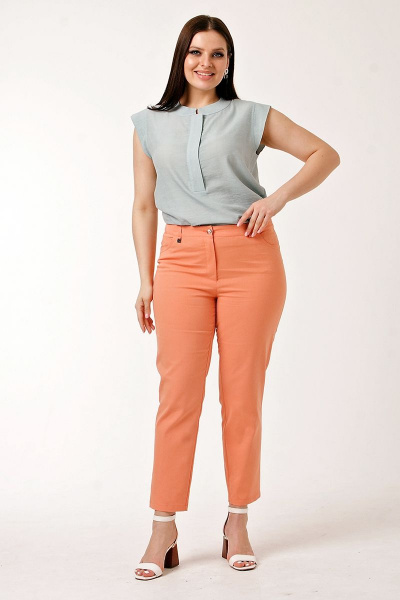 Облегающие укороченные брюки из хлопка с карманами IUKONA Б556 персиковый - фото 8