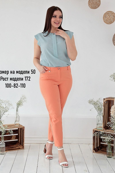 Облегающие укороченные брюки из хлопка с карманами IUKONA Б556 персиковый - фото 2