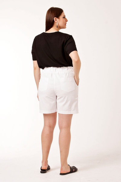 Белые женские шорты-бермуды из хлопка с резинкой и карманами IUKONA Ш623 белый - фото 3