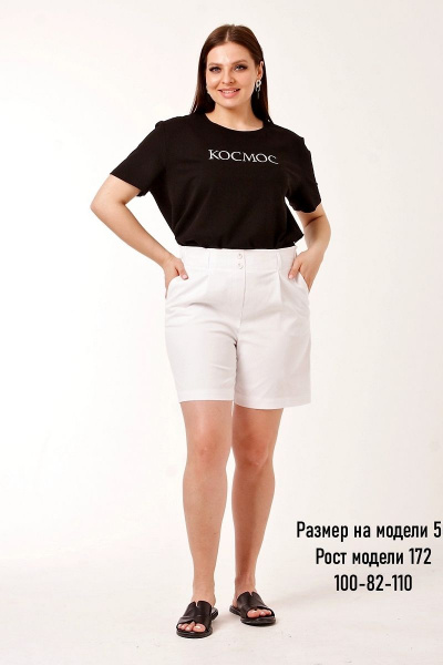 Белые женские шорты-бермуды из хлопка с резинкой и карманами IUKONA Ш623 белый - фото 2