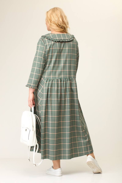 Летнее платье А-силуэта с рюшей и спущенным плечом Avenue 0115 клетка - фото 5
