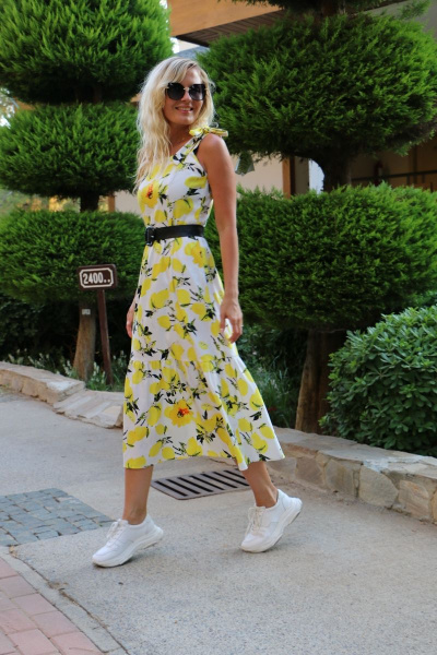 Сарафан летний из хлопка с воланом и бретелями на завязках Azzara 655 - фото 1