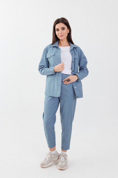 Удлиненные зауженные брюки из хлопка с высокой посадкой Anelli 1051.1 лунный_свет - фото 1