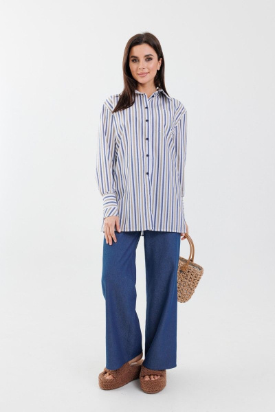 Рубашка Anelli 1254 полоска_беж - фото 1