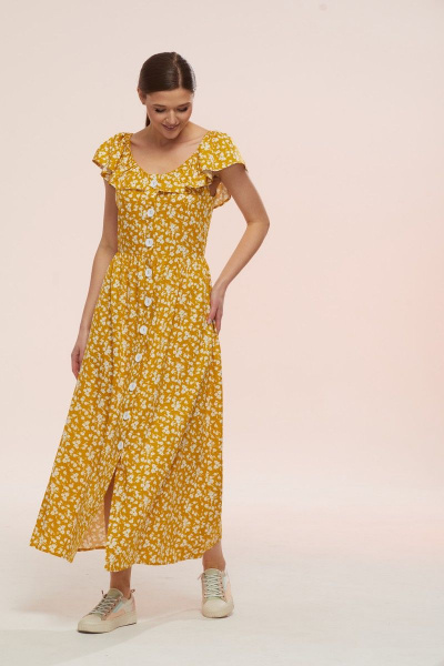 Летний сарафан из хлопка с воланом и карманами Ларс Стиль 759/1 - фото 2