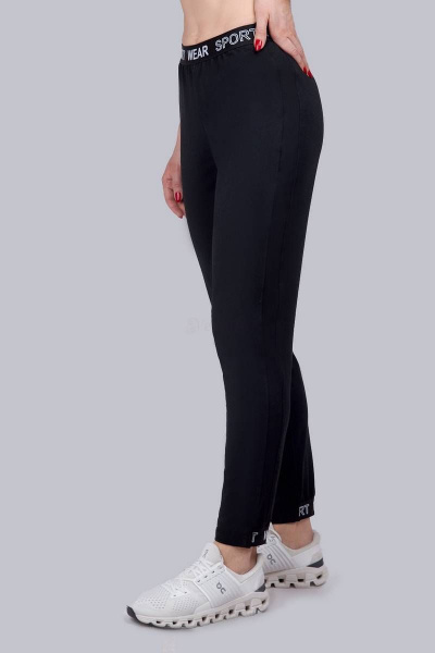 Черные брюки из трикотажа с лампасами для спорта и повседневной носки Verally 442-1 черный - фото 2
