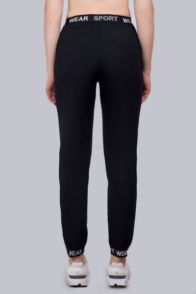 Черные брюки из трикотажа с лампасами для спорта и повседневной носки Verally 442-1 черный - фото 3
