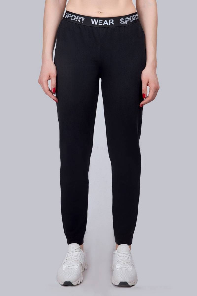 Черные брюки из трикотажа с лампасами для спорта и повседневной носки Verally 442-1 черный - фото 1