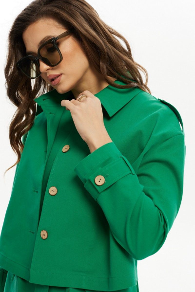 Зеленый джинсовый жакет в стиле casual Condra 15078 зеленый - фото 9