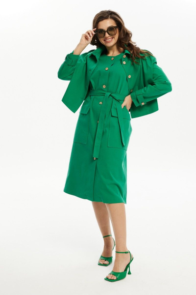 Зеленый джинсовый жакет в стиле casual Condra 15078 зеленый - фото 1