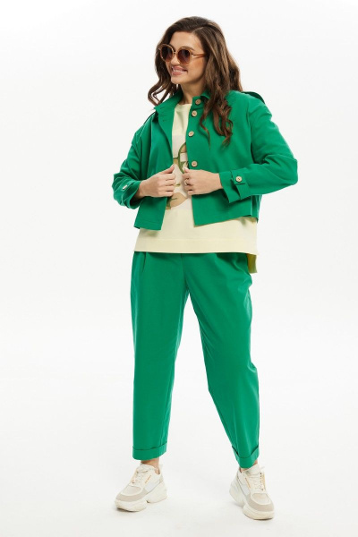 Зеленый джинсовый жакет в стиле casual Condra 15078 зеленый - фото 6