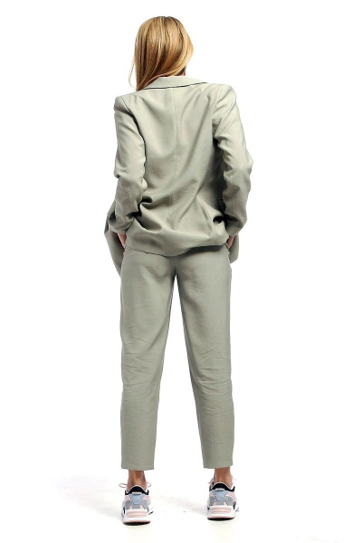 Летние зауженные брюки из вискозы с имитацией застежки IUKONA 1895 оливковый - фото 4