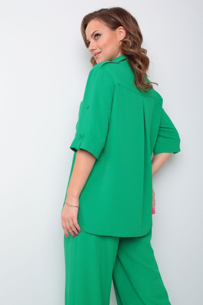 Летний комплект рубашка и широкие брюки на резинке Andrea Fashion 3 зелёный - фото 8