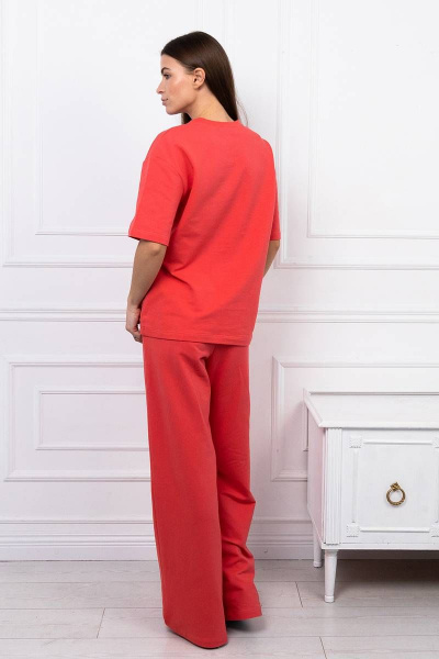 Летний костюм из хлопка: свободные брюки и майка Romgil 837ЛФТЗ коралл - фото 2