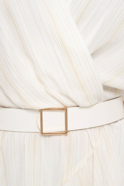 Красивая шифоновая платье-на запах с воланами и поясом Beautiful&Free 2122 молочный - фото 10