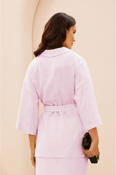 Деловой костюм из текстиля с жакетом, блузой и юбкой Lissana 4698 розовый - фото 8