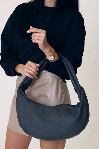 Круглогодичный шопер из премиальной экокожи, стильный и практичный MT.Style HOBO grafit2 - фото 6