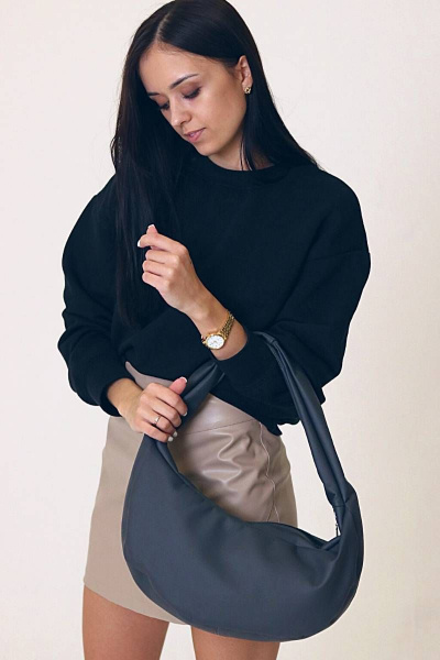 Круглогодичный шопер из премиальной экокожи, стильный и практичный MT.Style HOBO grafit2 - фото 5