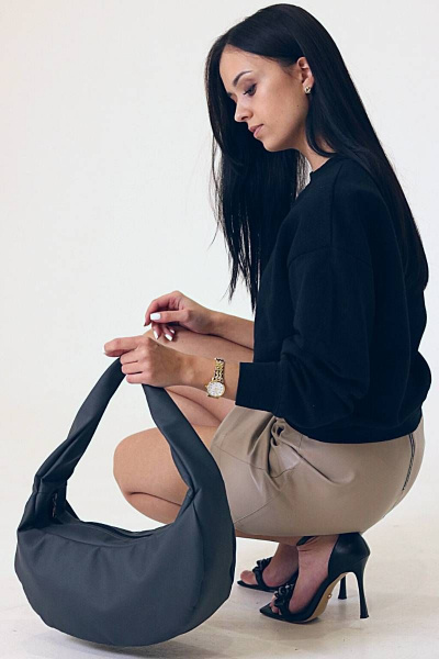 Круглогодичный шопер из премиальной экокожи, стильный и практичный MT.Style HOBO grafit2 - фото 4