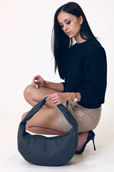 Круглогодичный шопер из премиальной экокожи, стильный и практичный MT.Style HOBO grafit2 - фото 2