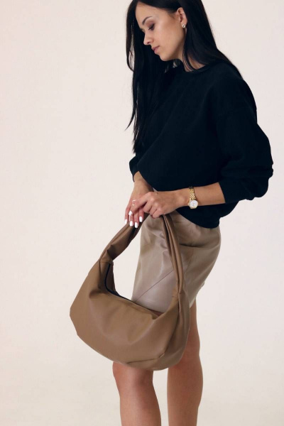 Бежевый спортивный шоппер из экокожи для путешествий MT.Style HOBO iris2 - фото 3