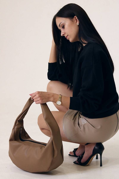 Бежевый спортивный шоппер из экокожи для путешествий MT.Style HOBO iris2 - фото 2