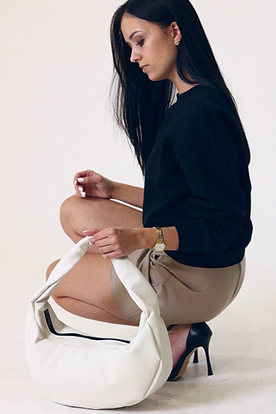 Белая женская сумка из экокожи для спорта и отдыха MT.Style HOBO white2 - фото 5