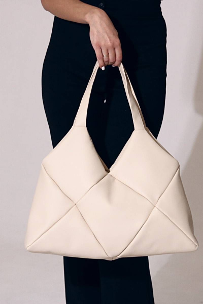 Бежевая сумка из экокожи с необычным дизайном для повседневности MT.Style ROMB2 bez - фото 2