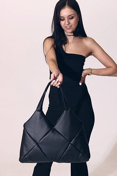 Черная сумка из экокожи с карманами на молнии MT.Style ROMB2 black - фото 4