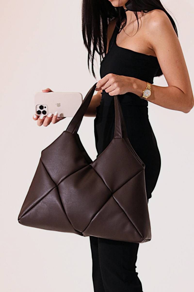 Классическая коричневая сумка из экокожи с карманами MT.Style ROMB2 brown - фото 1