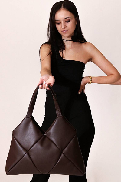 Классическая коричневая сумка из экокожи с карманами MT.Style ROMB2 brown - фото 7