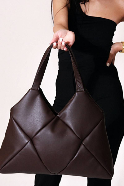 Классическая коричневая сумка из экокожи с карманами MT.Style ROMB2 brown - фото 6