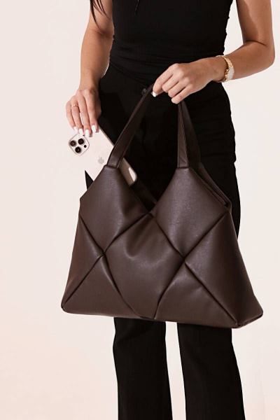 Классическая коричневая сумка из экокожи с карманами MT.Style ROMB2 brown - фото 2