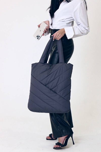 Практичный шопер из плащёвой ткани серый MT.Style WWW grafit1 - фото 3