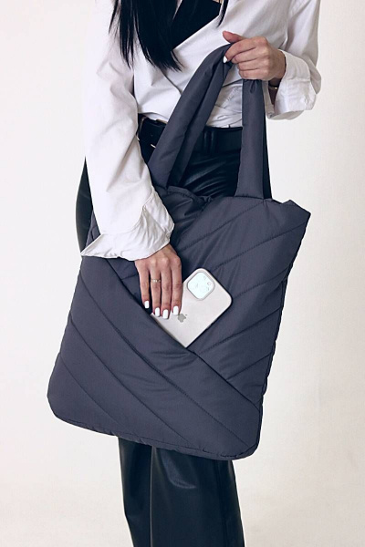 Практичный шопер из плащёвой ткани серый MT.Style WWW grafit1 - фото 2